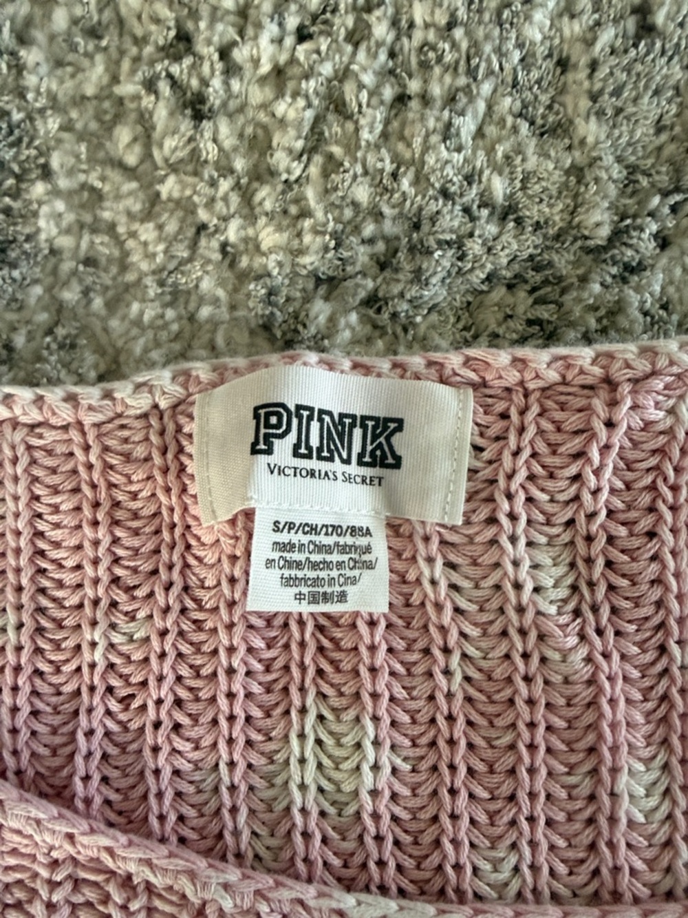 PINK Victoria's Secret Pink & Cream Marled Scoop-Neck Sweater - Picture 2 of 3